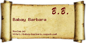 Babay Barbara névjegykártya